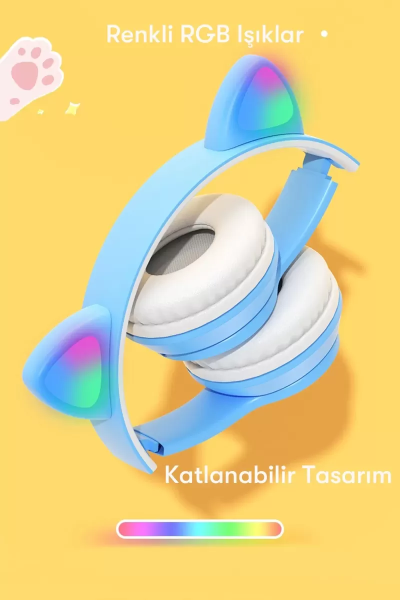 Newface P47M Kablosuz Kedi Kulaklık - Beyaz