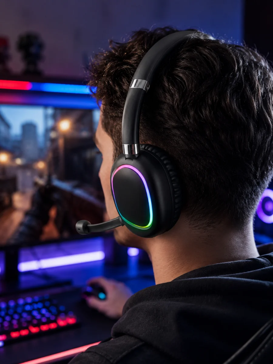 Bluetooth 5.0 RGB Işıklı Mikrofonlu Kablosuz Kulak Üstü Kulaklık