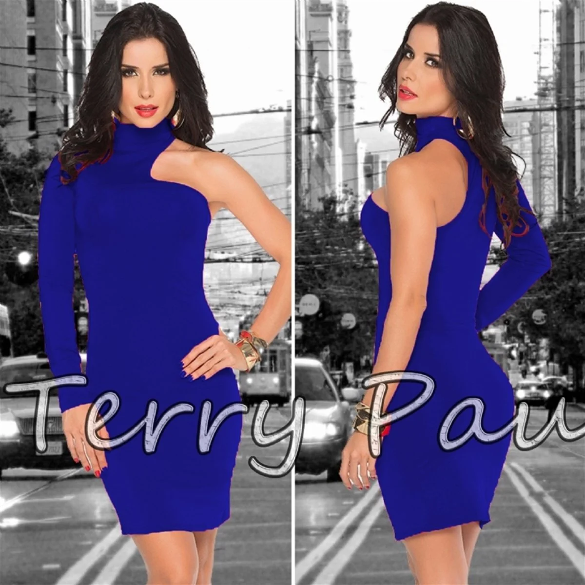 B101061 Asimetrik Mini Elbise