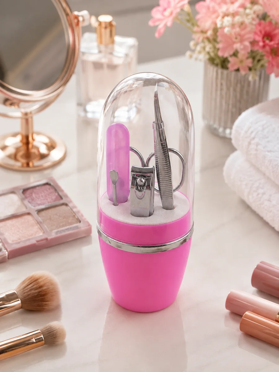 Pembe Manikür Pedikür Bakım Seti Cımbız Tırnak Makası Makas Törpü