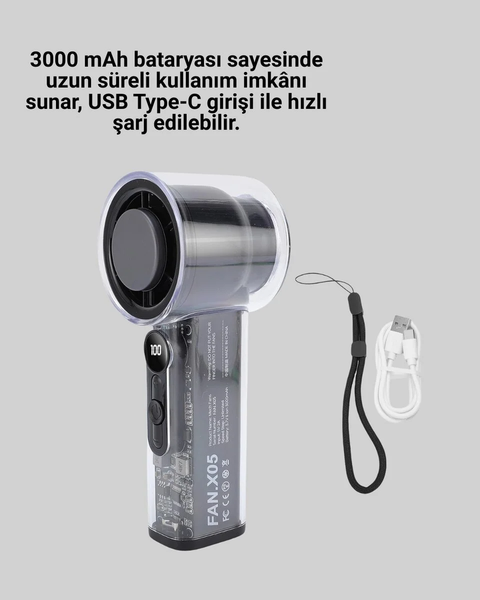 Ultra Sessiz USB Şarjlı Fan | Taşınabilir ve Hafif Tasarım