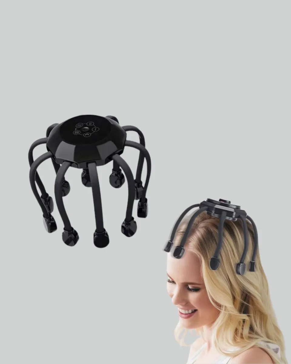 USB Şarjlı Kafa Masaj Aleti 3 Modlu 8 Başlıklı Stres Giderici
