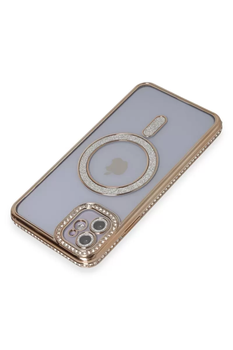 Newface Apple iPhone 11 Kılıf Joke Simli Magneticsafe Kılıf - Gold