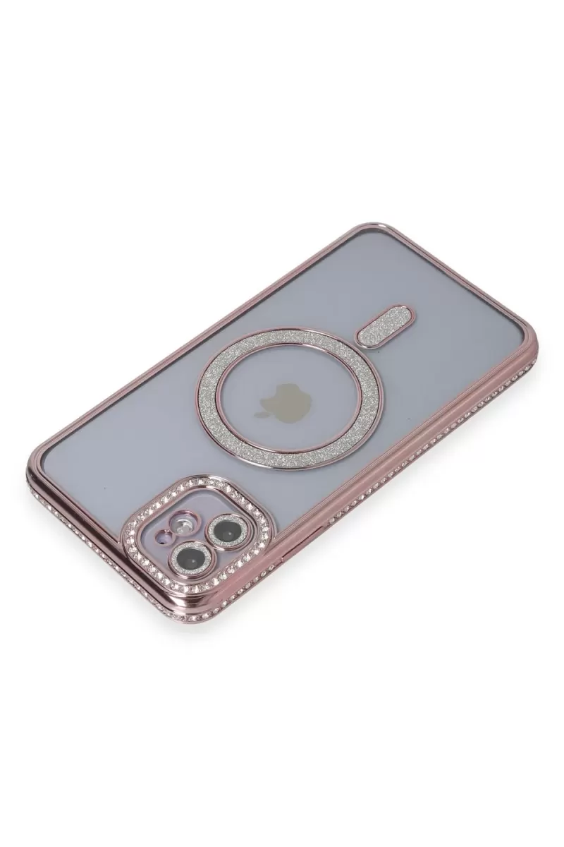Newface Apple iPhone 11 Kılıf Joke Simli Magneticsafe Kılıf - Pembe