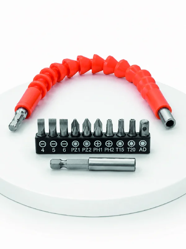 12 Parça Esnek Bits Uç Seti 300 mm Esnek Şaftlı Tornavida Uç Seti