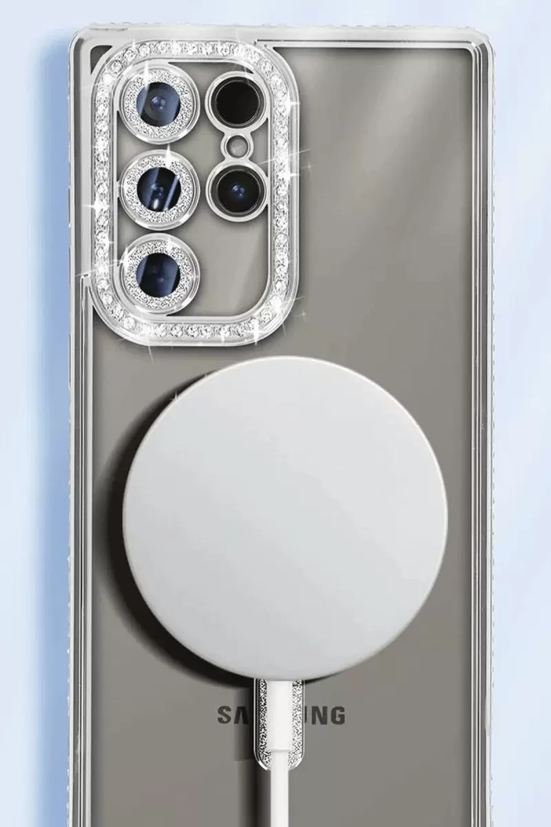 Newface Samsung Galaxy S25 Ultra Kılıf Joke Simli Magneticsafe Kılıf - Gümüş
