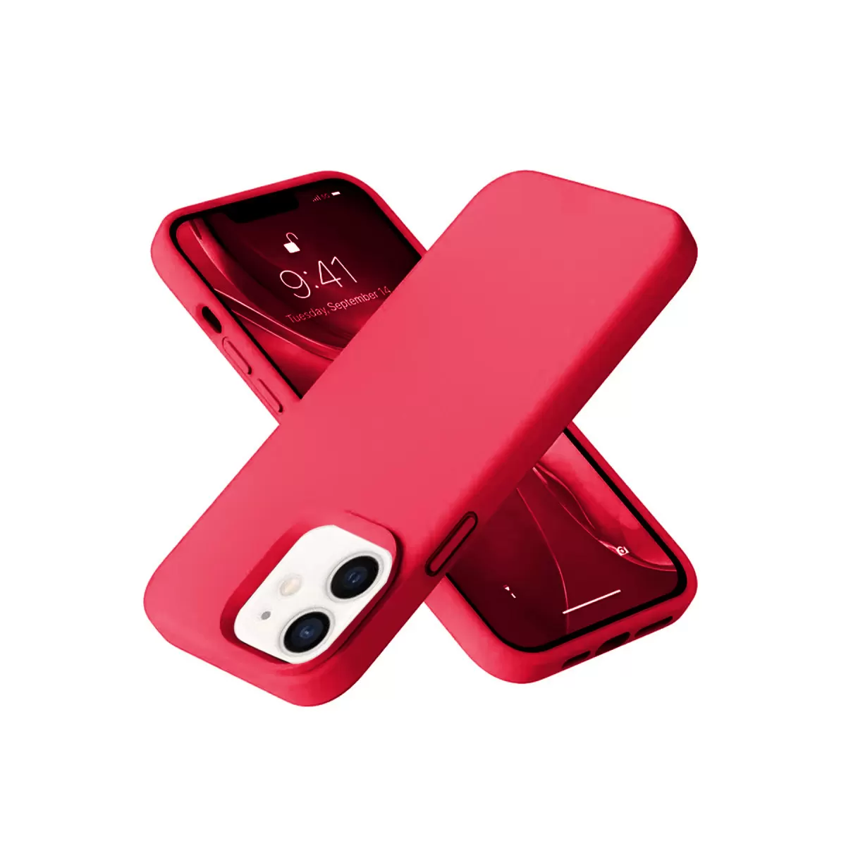Newface Apple iPhone 12 Kılıf Nano içi Kadife Silikon - Kırmızı