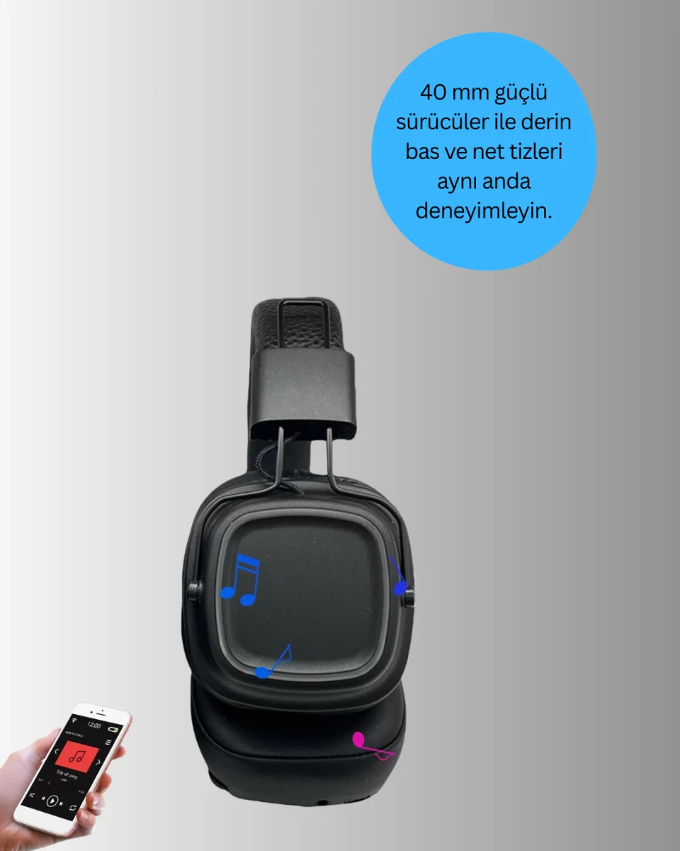 Katlanabilir Tasarımlı Taşınabilir Kablosuz Müzik Kulaklığı Yeni Nesil