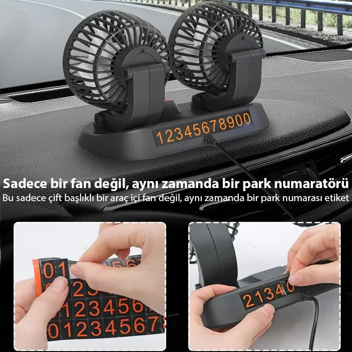 ALLY F410 USB Çift Başlıklı Araç Fanı Oto Fan Vantilatör-(5775)