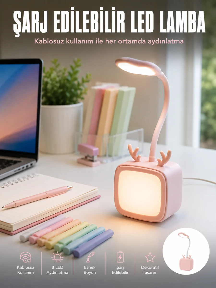 Esnek Gövdeli LED Masa Lambası Taşınabilir Gece Aydınlatması