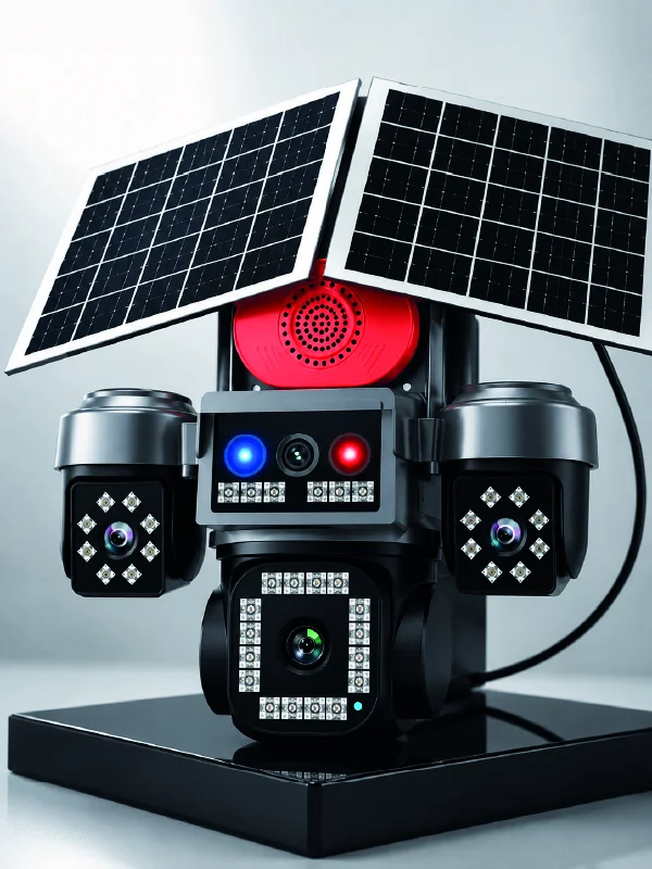 LED Projektörlü Sirenli Güneş Enerjili Akıllı Güvenlik Kamerası