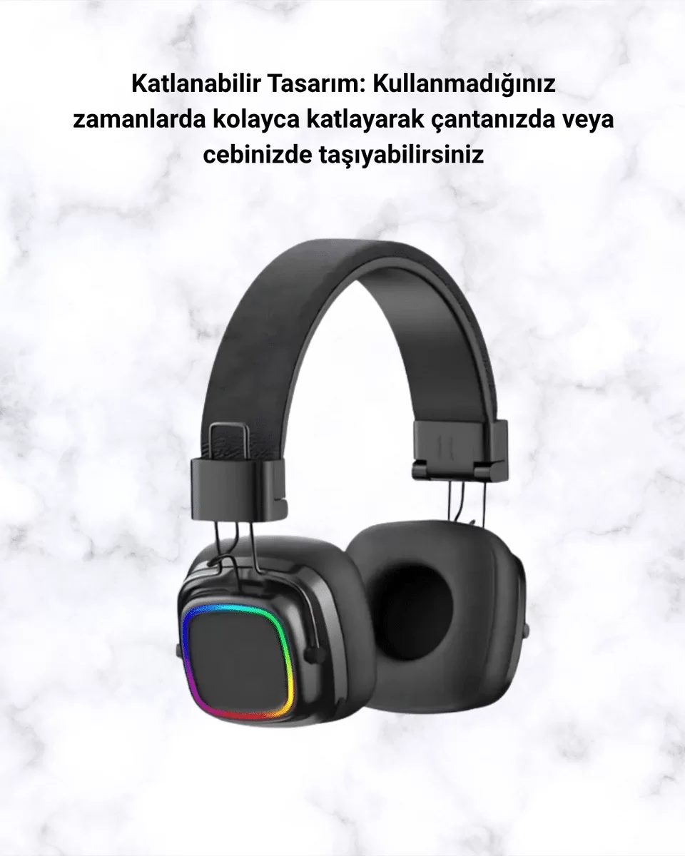 Renkli Işık Efektli Bluetooth 5.3 Müzik Kulaklığı Yeni Nesil