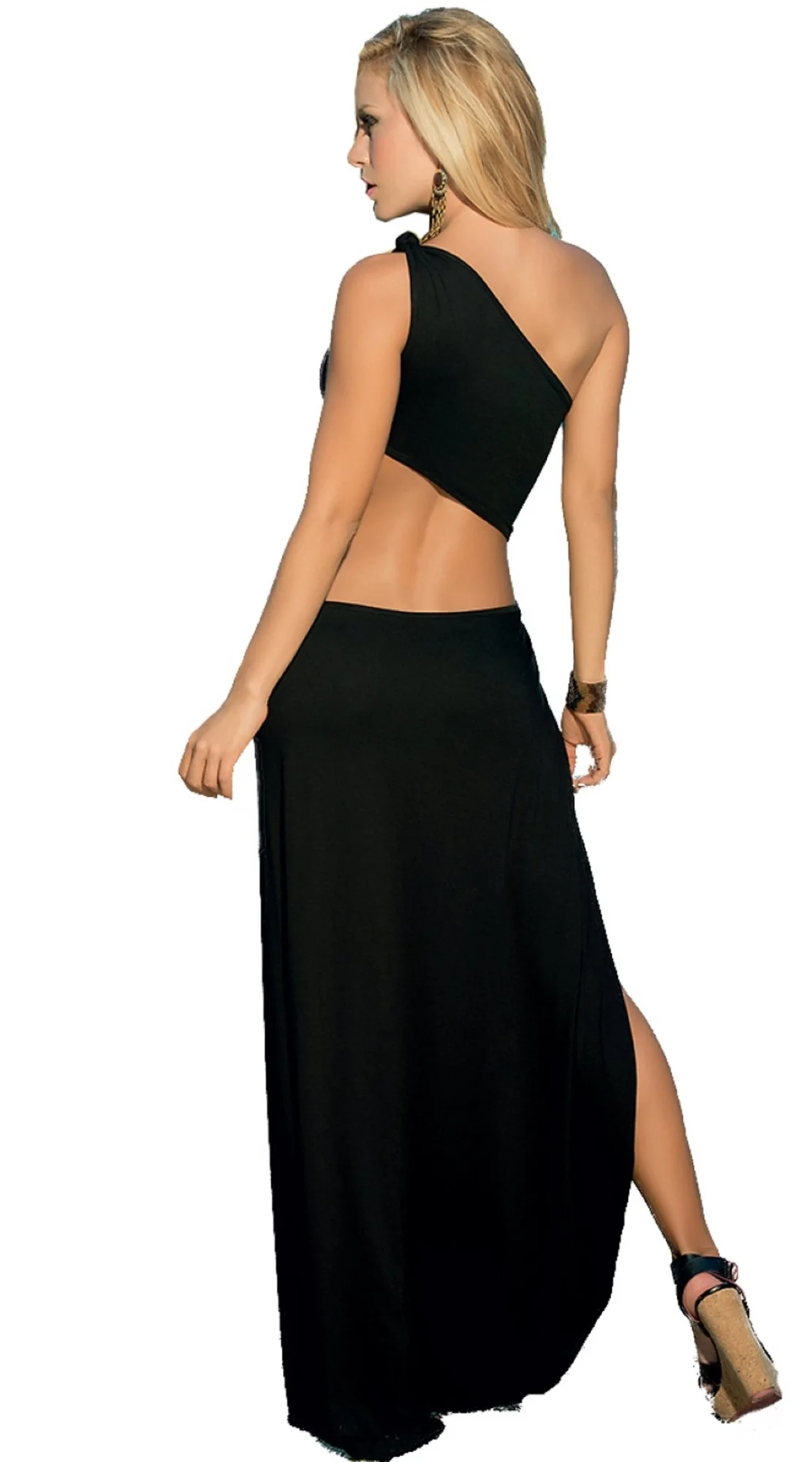 B100916 Derin Yırbrfaçlı Uzun Elbise