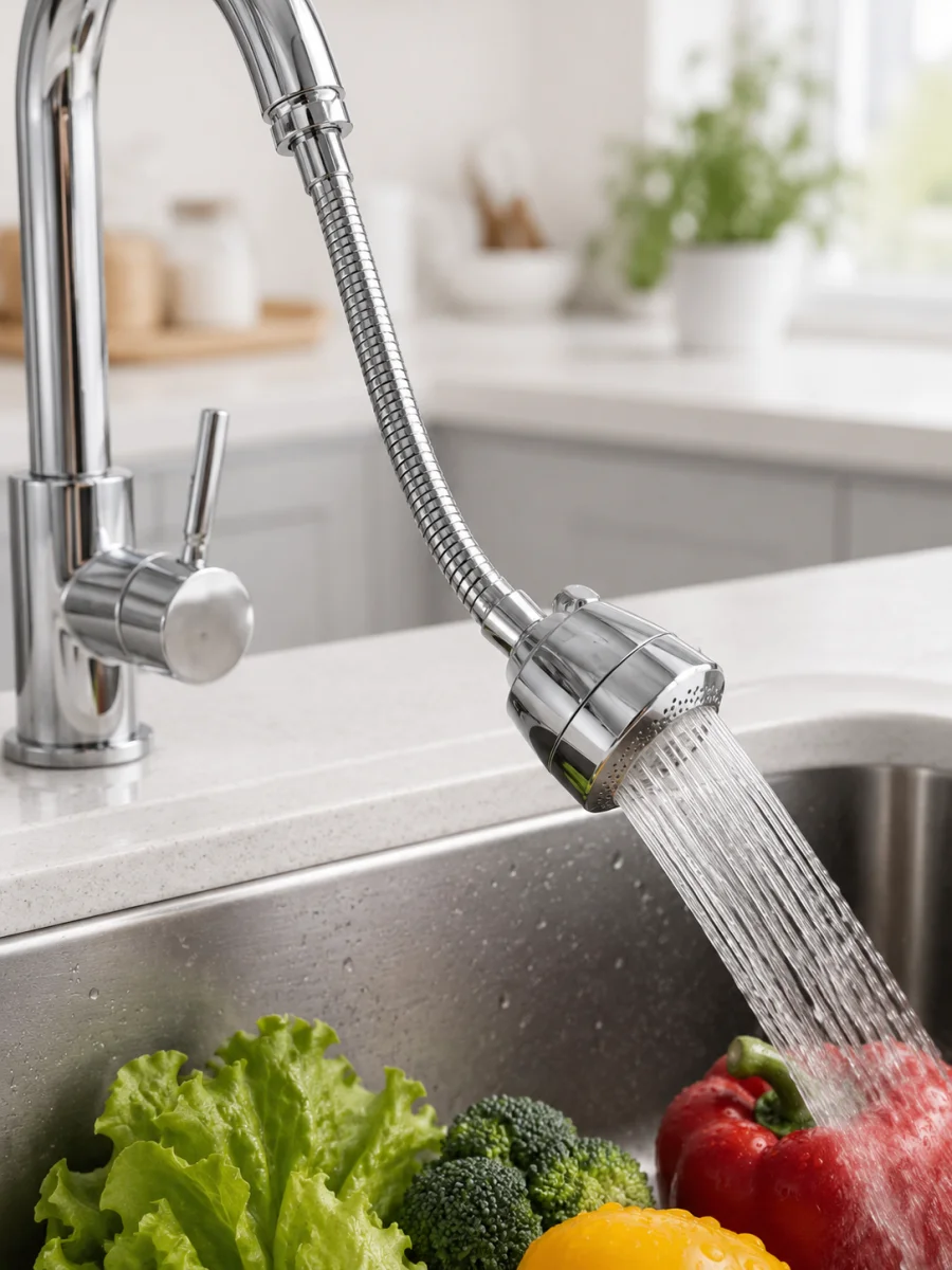 Ayarlanabilir Musluk Başlığı Esnek Spiral Hortumlu Lavabo Uzatma Aparatı