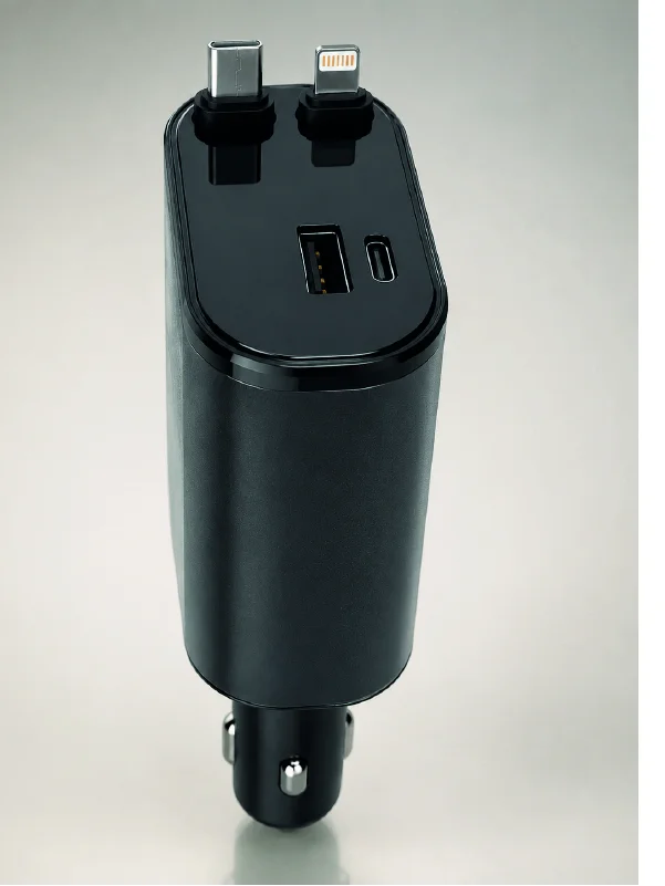120W Hızlı Şarj Destekli 4'ü 1 Arada Araç Şarj Cihazı Type-C, Lightning, USB ve USB-C Çıkışlı