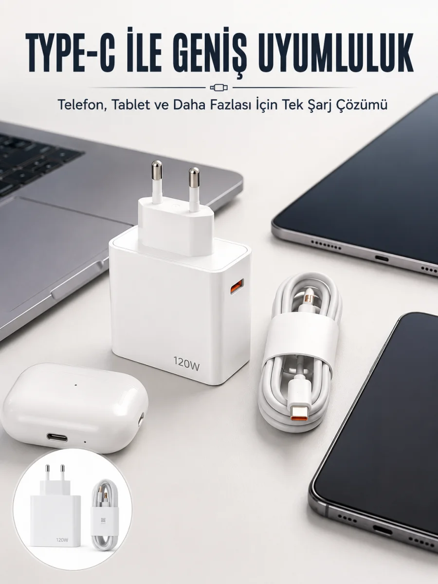 Type-C 120W Şarj Aleti Hızlı Şarj Turbo Yeni Nesil