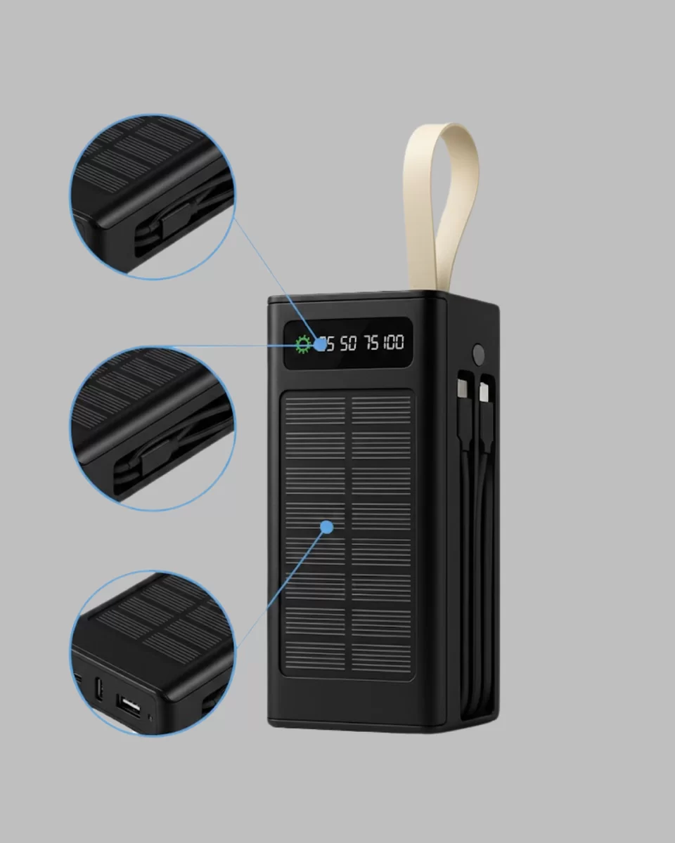 Güneş Enerjili Powerbank Dijital Göstergeli Taşınabilir Güç Kaynağı Yeni Nesil