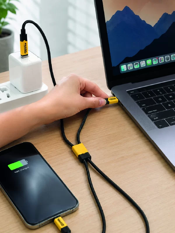 240W Çoklu Şarj Kablosu Type-C Lightning Micro USB Örgü Kablo
