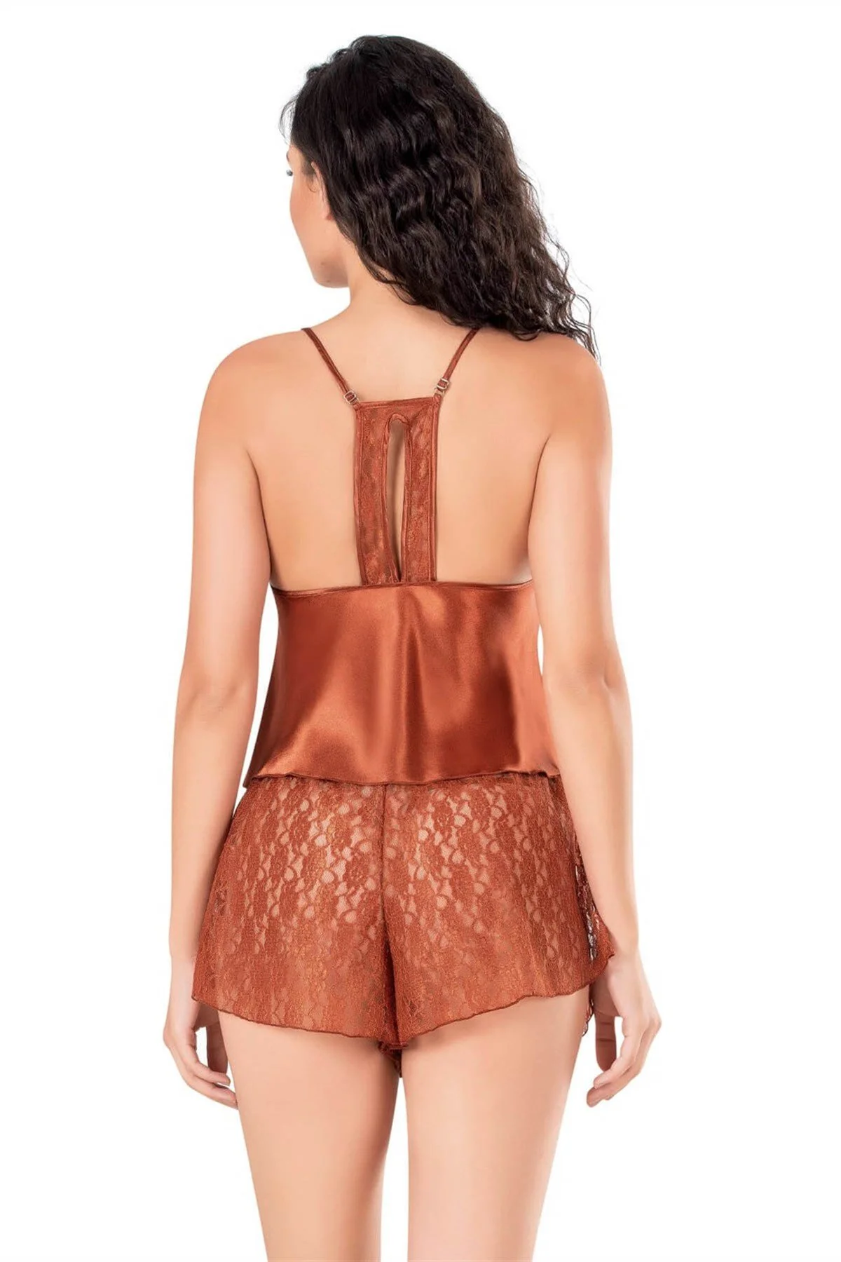 Tarçın Saten Babydoll Şort Takımı