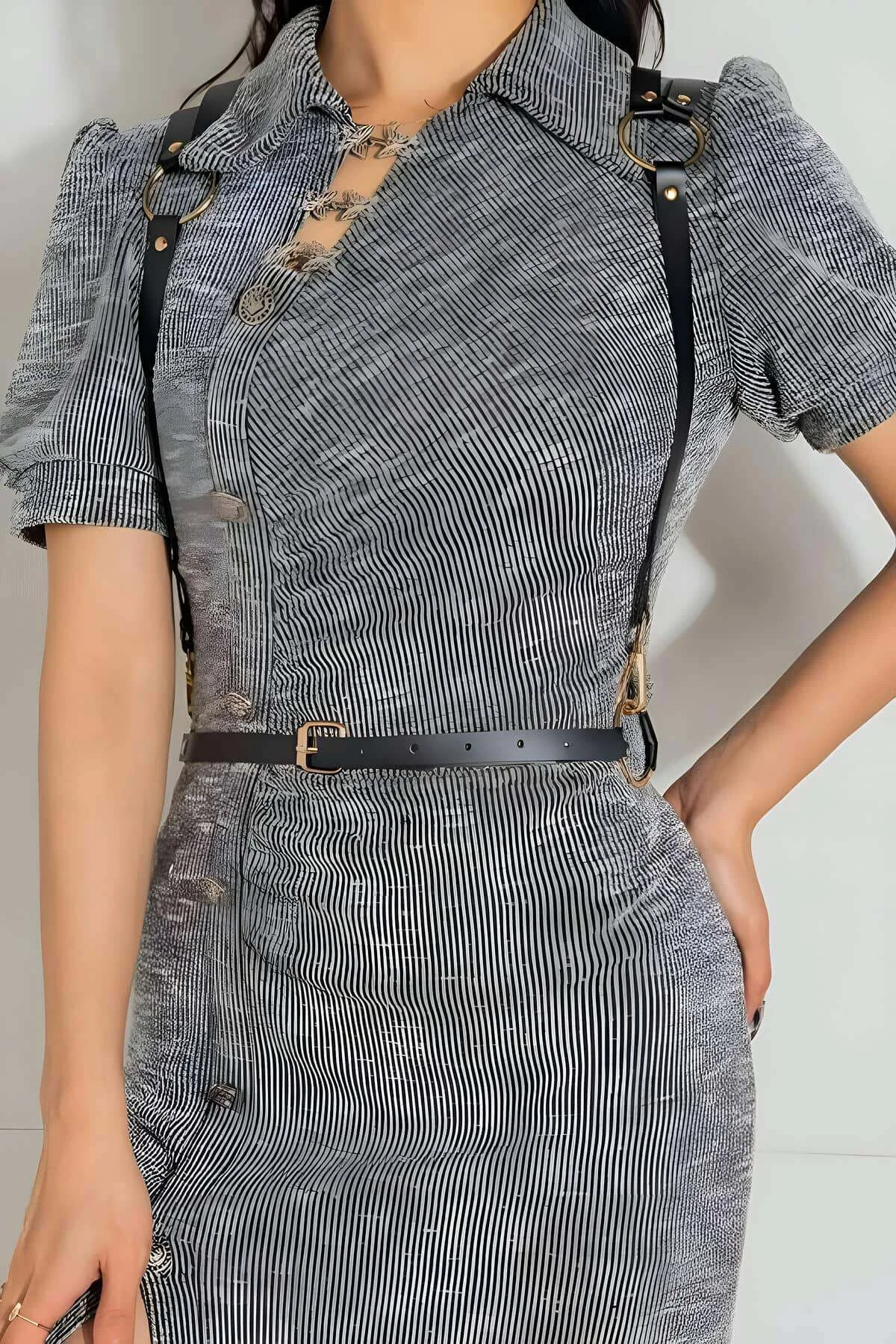 Seksi Omuzdan Askılı Deri Bel Kemeri, Giysi Aksesuar - Brf1180