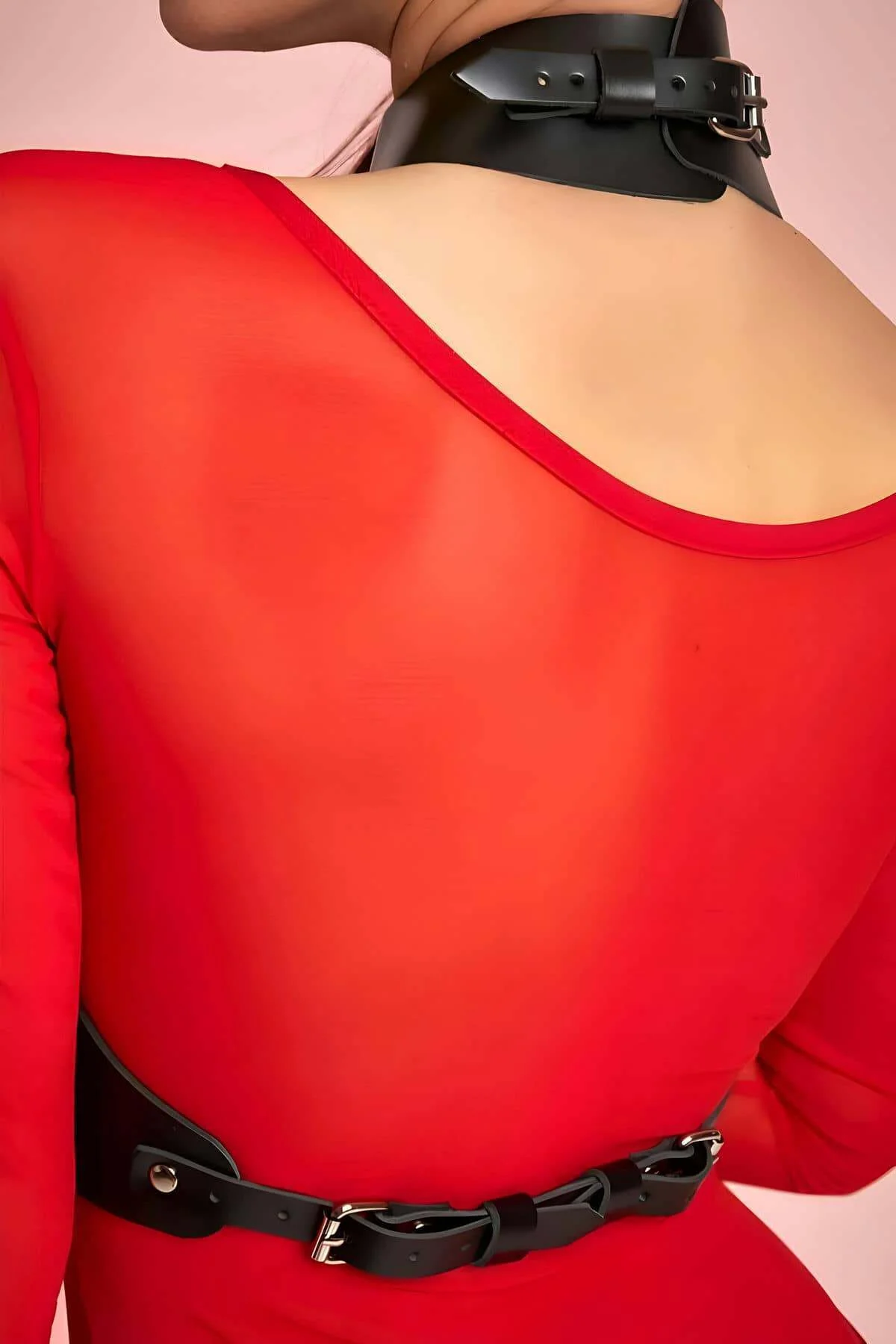 Boyundan Bağlamalı Göğsü Açık Deri Fantazi Sütyen Harness - Brf1286