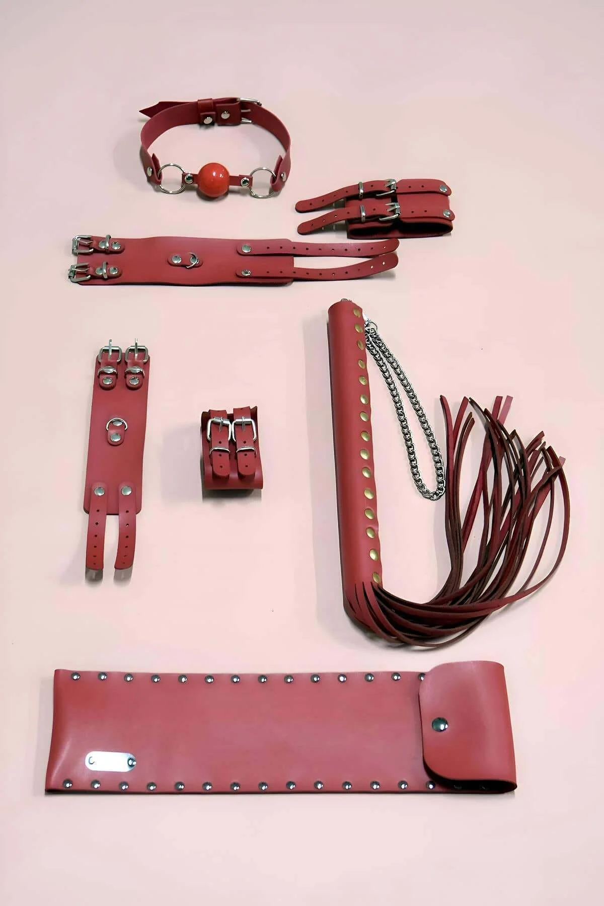 Kırbaç Kelepçe Takım 4'lü Set, El - Ayak Kelepçesi, Kırbaç, Ağız Topu - Brf1306