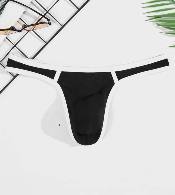 Erkek  Biyeli Siyah Tanga