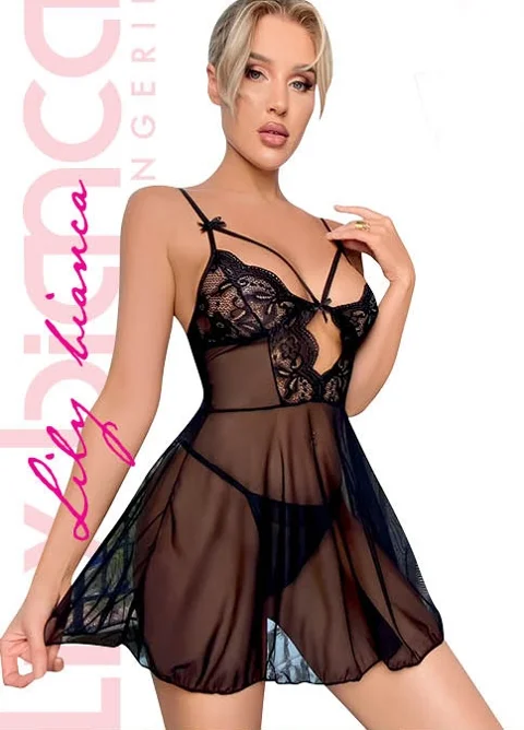 Siyah Fantezi Gecelik Takım  962