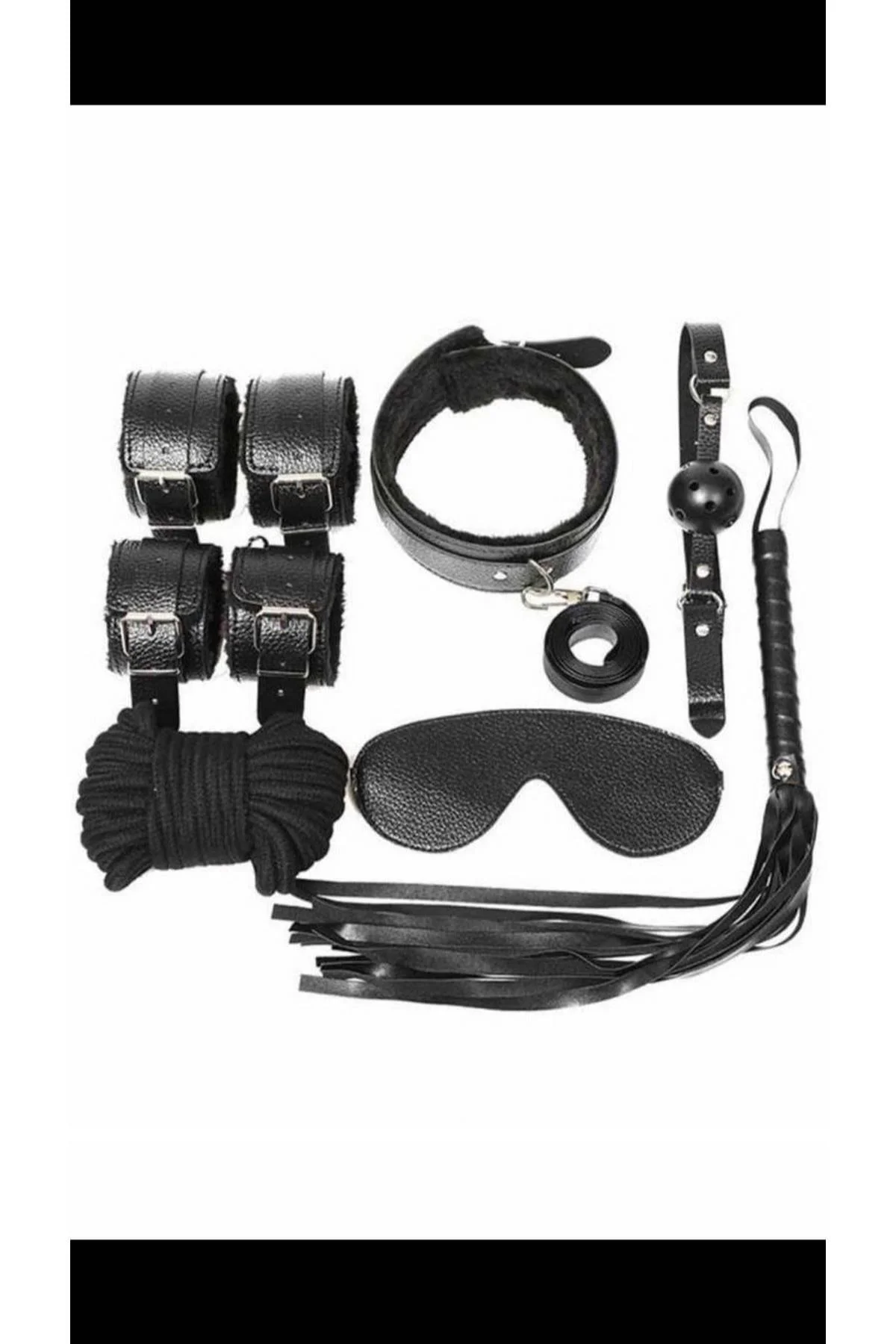Kol Bacak İp Maske Kelepce Ağız Topu Kople Deri Set 700918