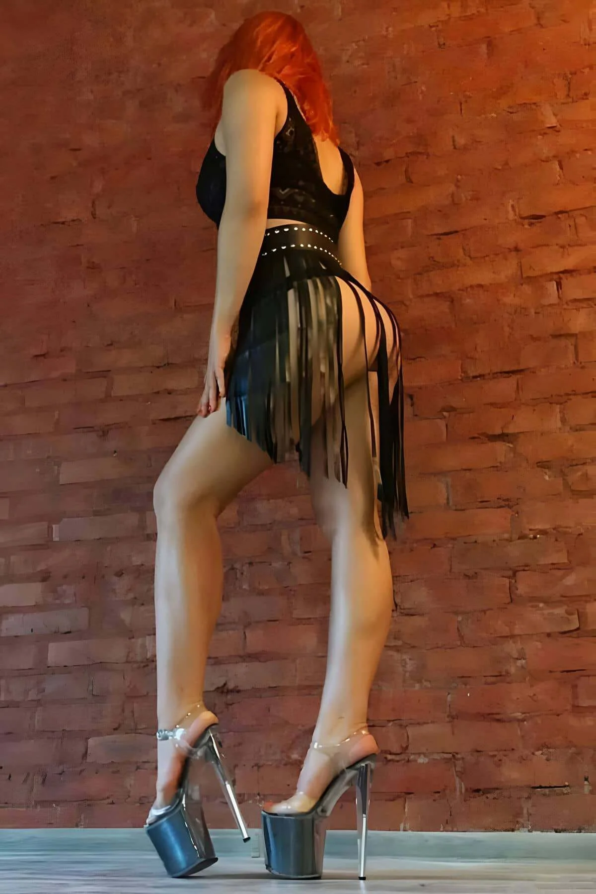 Püsküllü Deri Etek - Brf411