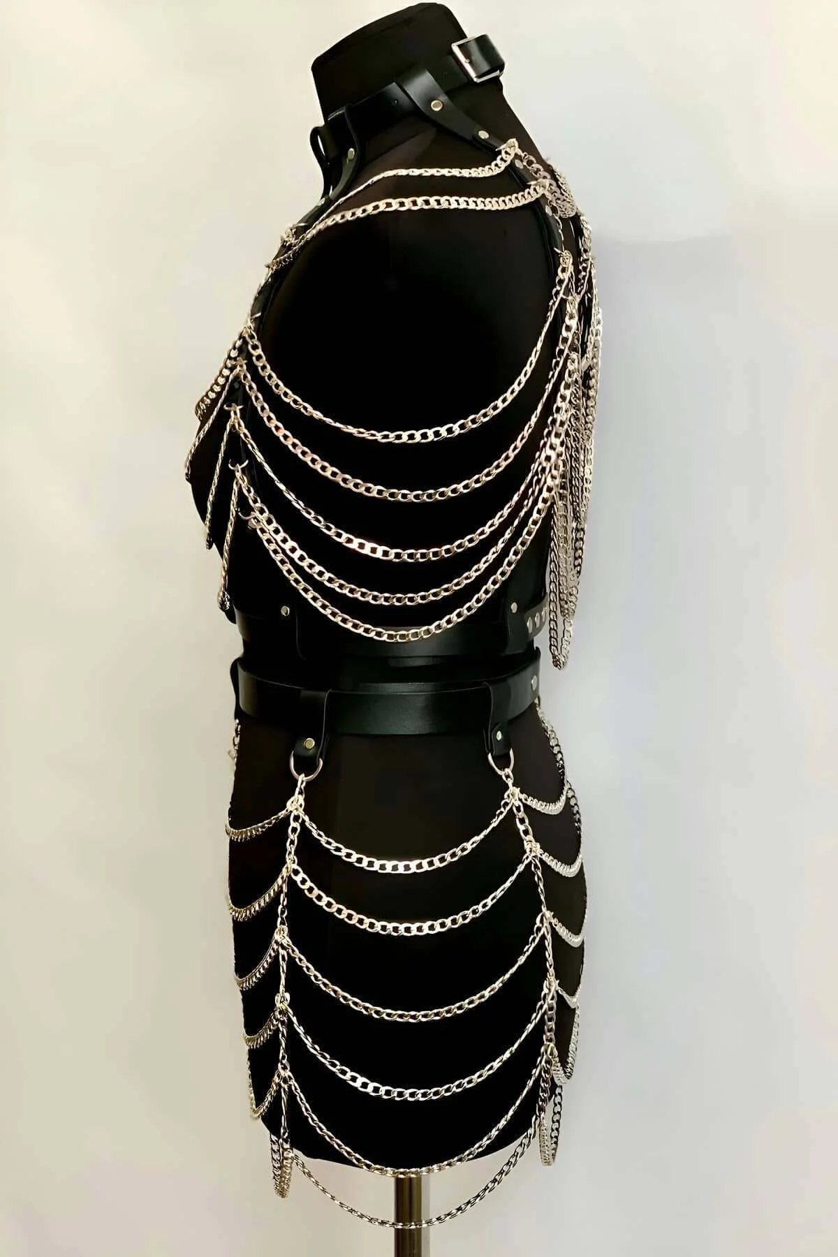 Zincirli Crop Ve Etek Harness Alt Üst Takım, Festival Sahne Giysileri - Brf1006