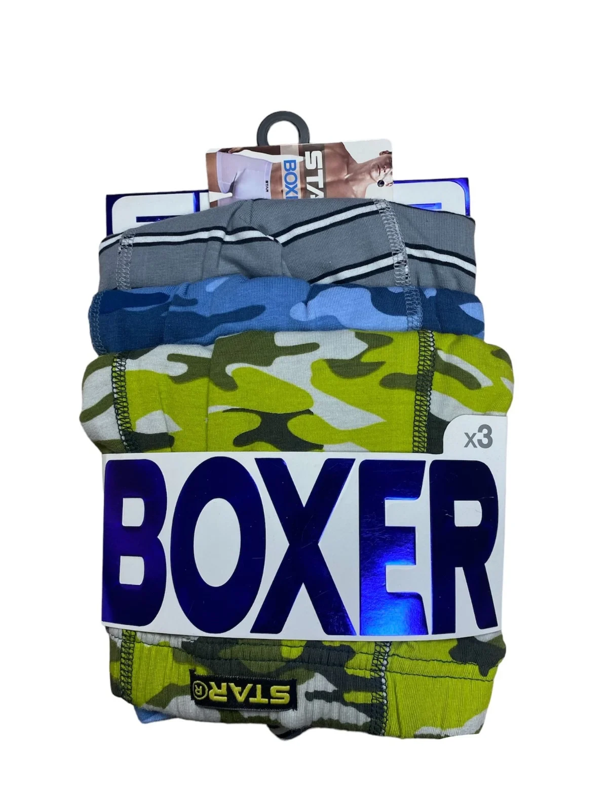 Star 106 Desenli Pamuklu Kemer Likralı 3'lü Boxer