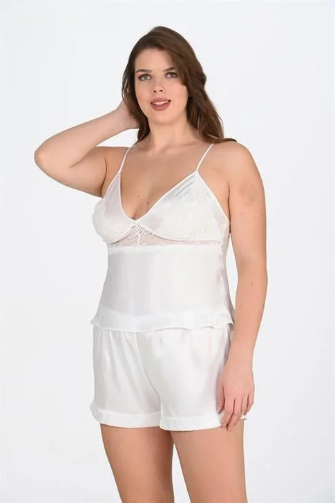 Büyük Beden Ekru Şort Takımı