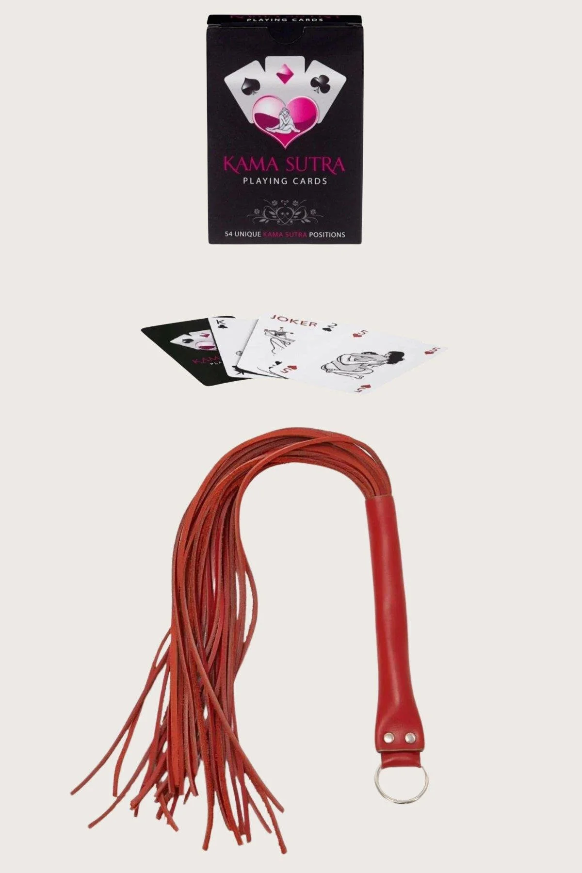 Sexy Görselli Oyun Kartı Kama Sutra Kırmızı Kırbaç Set