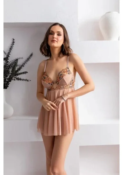 Gallipoli 31932 Çiçek Desenli Tül Gecelik