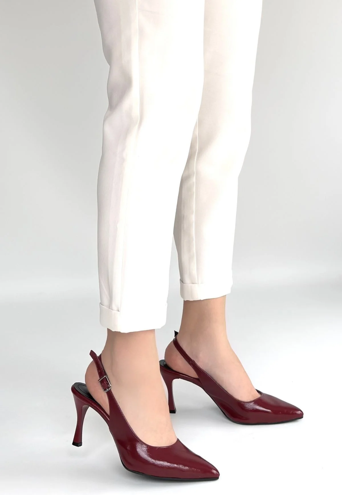 Uster Bordo Rugan Topuklu Ayakkabı