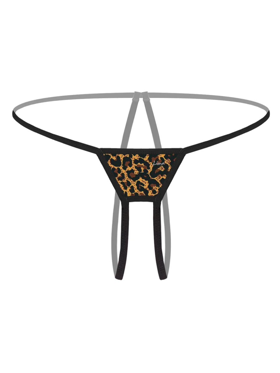 Özel Bölgesi Açık Leopar Desenli Fantezi G String