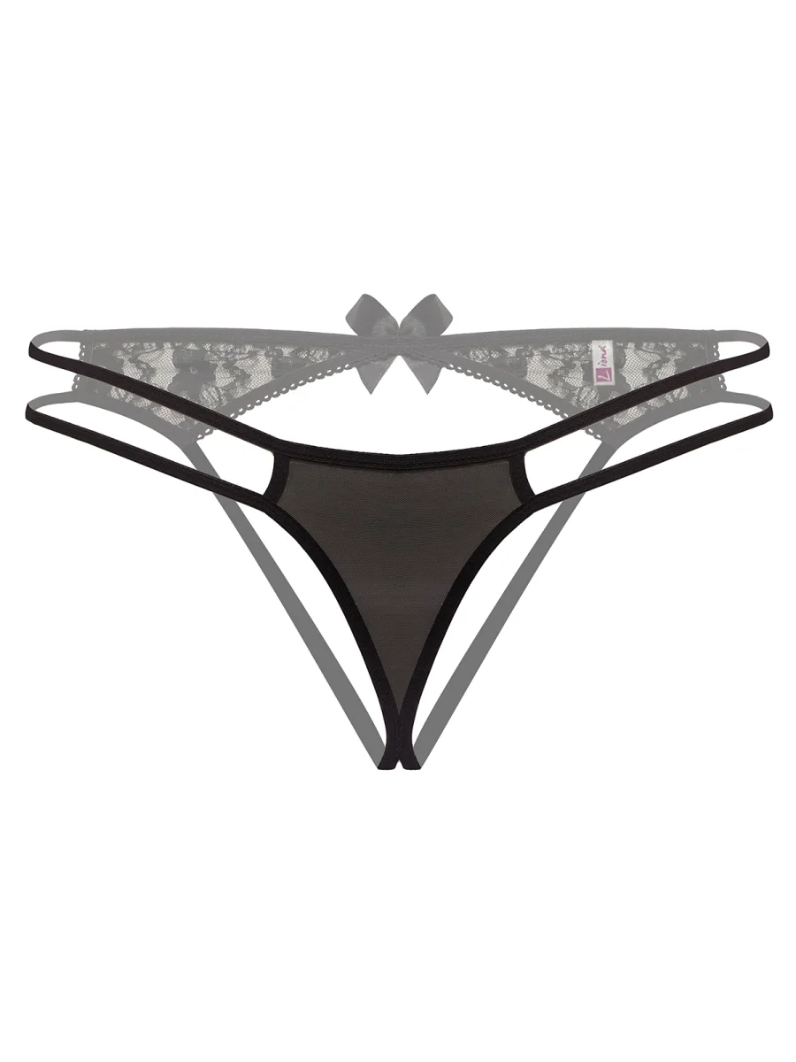 Arkası Açık Siyah Fantezi String Tanga