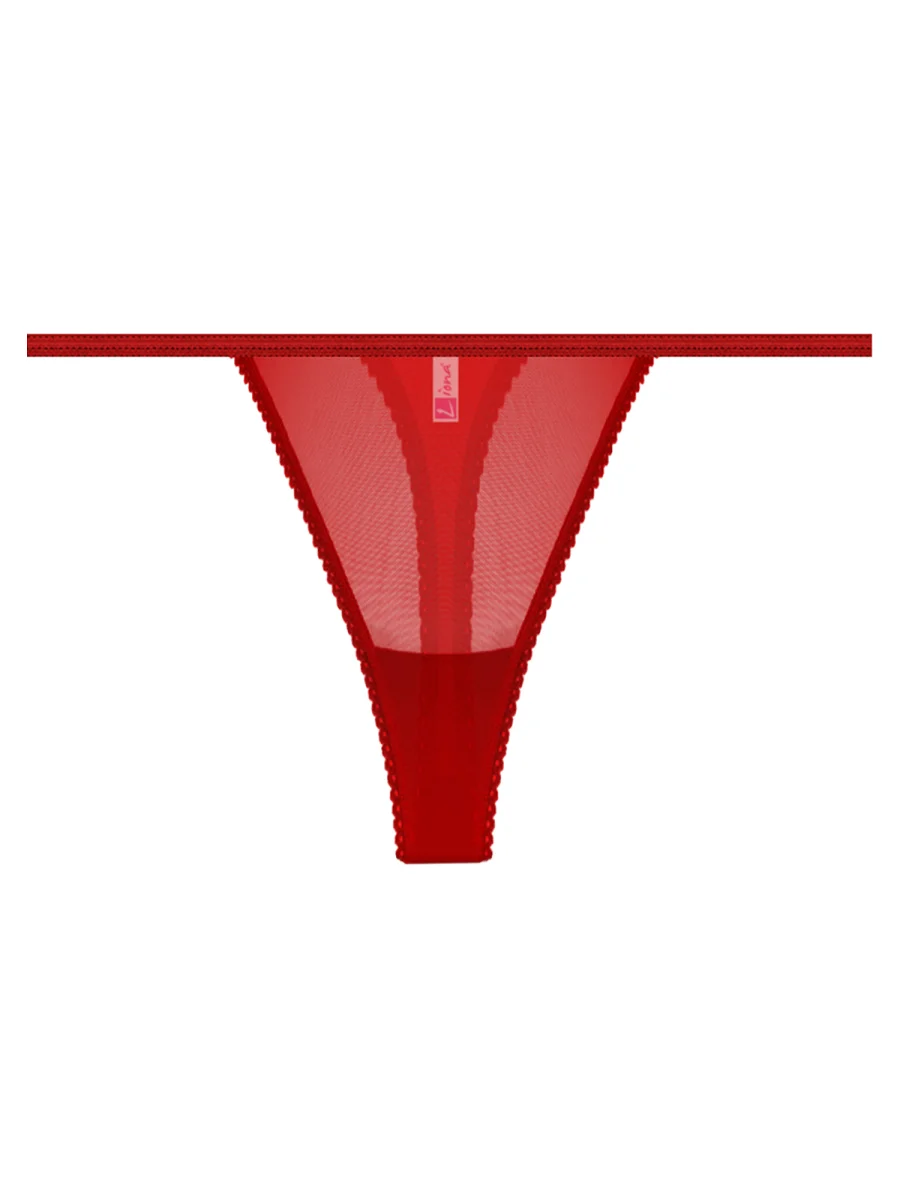 Transparan Kırmızı Kadın Fantezi String Tanga
