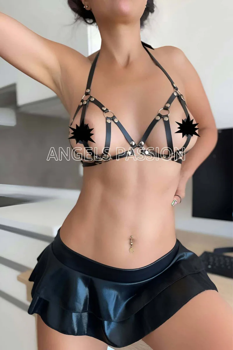 Deri Sütyen, Fantazi Sütyen Deri Harness - Brf111