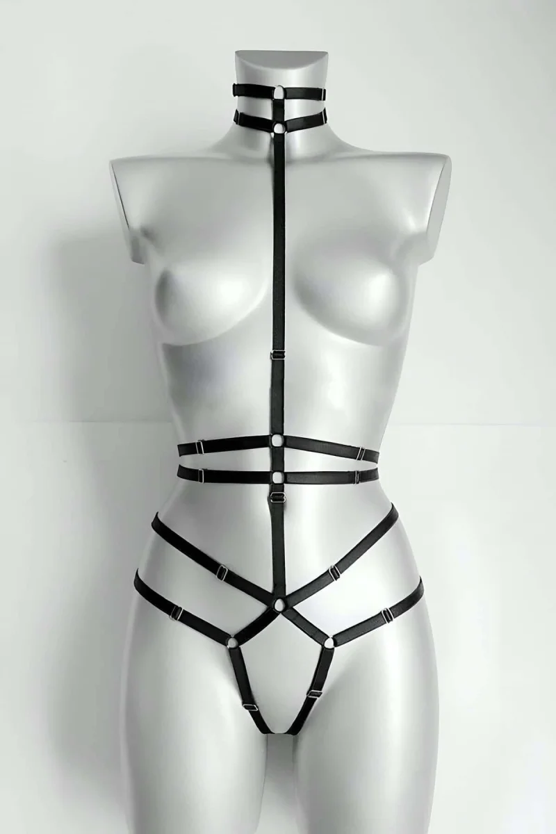 Ağ Kısmı Açık Seksi Jartiyer Harness - Brf370