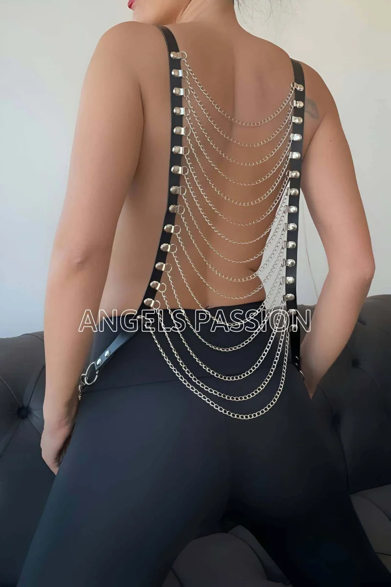 Sırt Zincir Detaylı Seksi Harness - Brf399