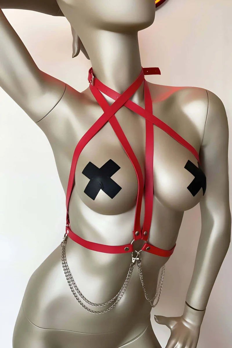 T-shirt Üzeri Deri Aksesuar, Gömlek Üzeri Şık Deri Harness - Brf52