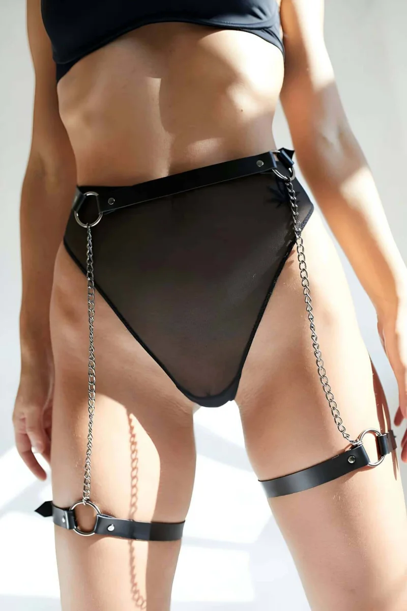 Bacak Ve Bel Detaylı Deri Zincirli Jartiyer - Brf775