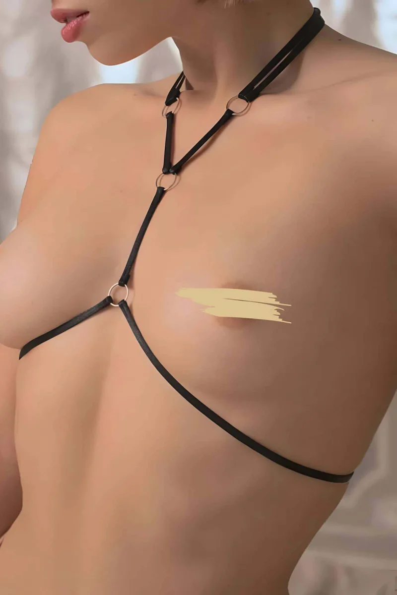 Siyah Lastik Göğüs Ve Külot - Brf828