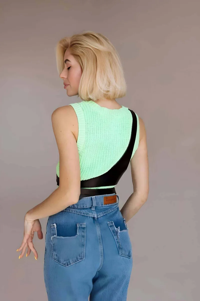 Üçgen Giysi Göğüs Kemeri, Tek Omuzdan Askılı Deri Harness - Brf1120