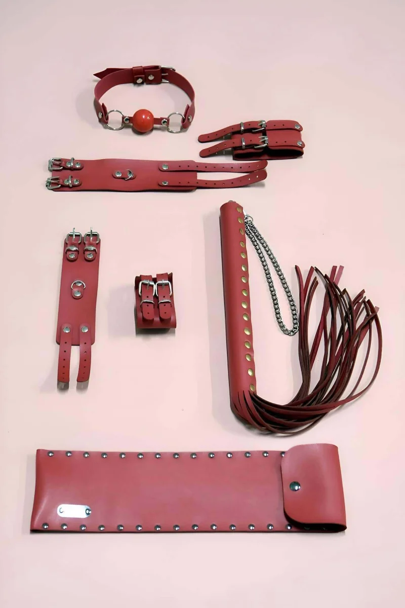 Kırbaç Kelepçe Takım 4'lü Set, El - Ayak Kelepçesi, Kırbaç, Ağız Topu - Brf1306