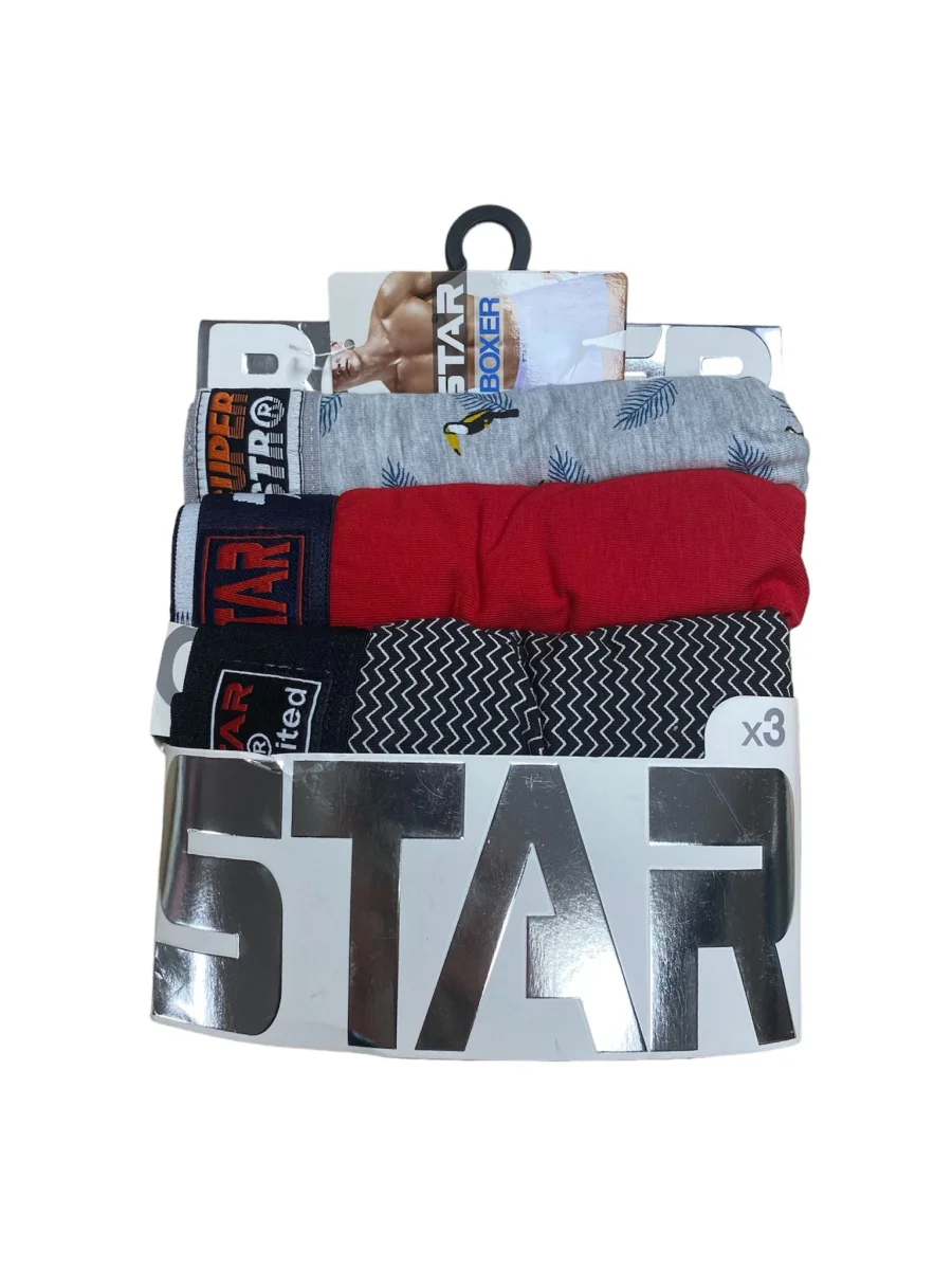 Star 105 Desenli Jakar Erkek  3'lü Kemer Boxer