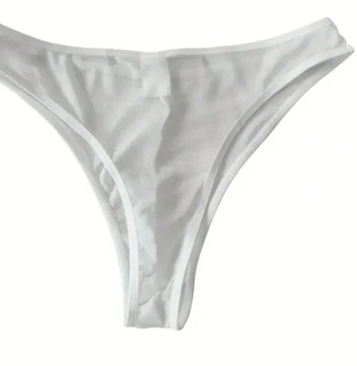 Erkek  Biyeli Beyaz Transparan Brazillian Slip