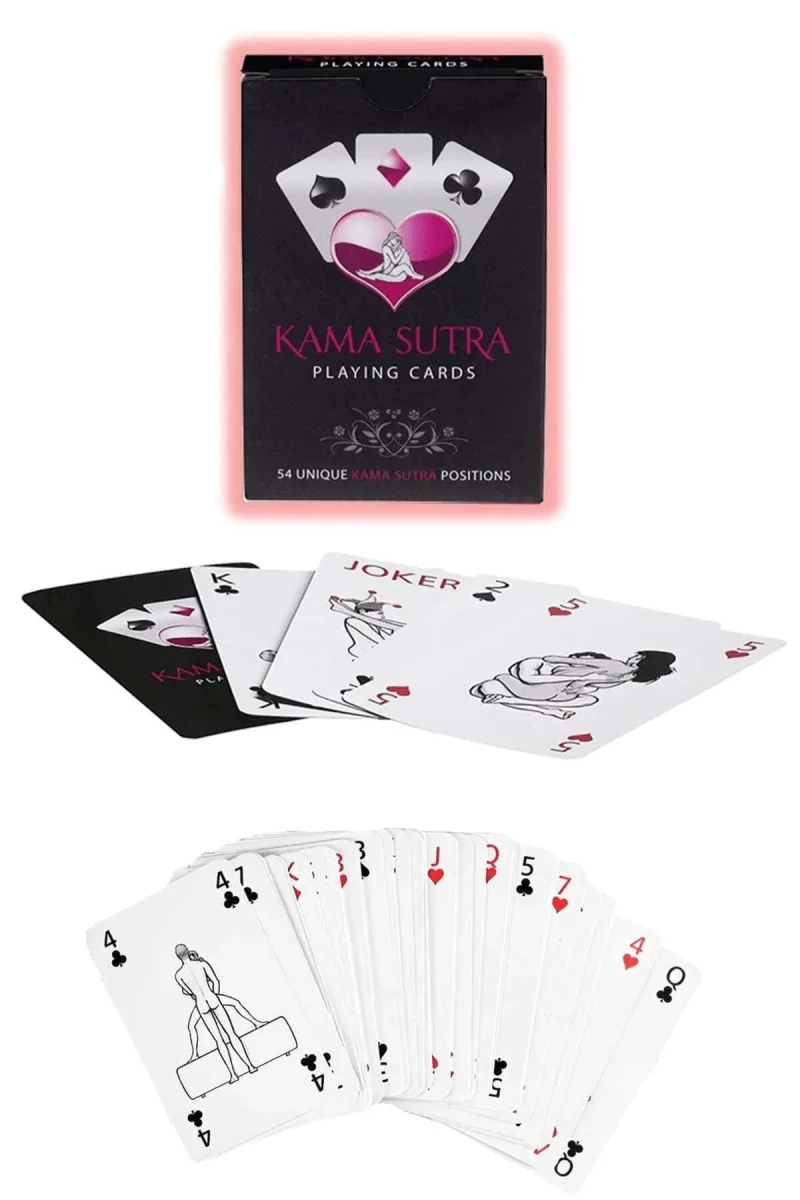 Sexy Görselli Oyun Kartı Kama Sutra Kırbaç Maske Set